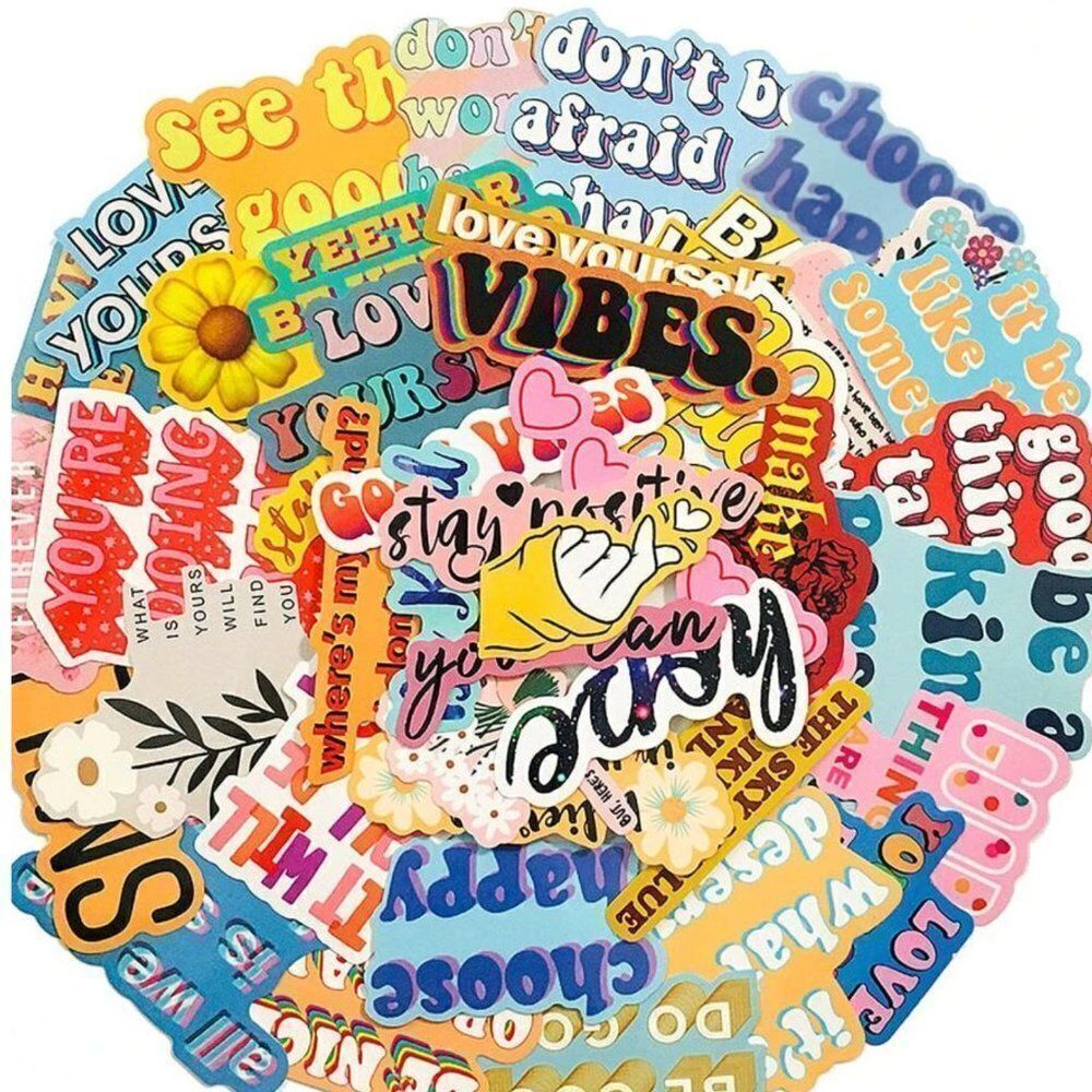Vibes Graphic Slogan Sticker Pack - 40pcs